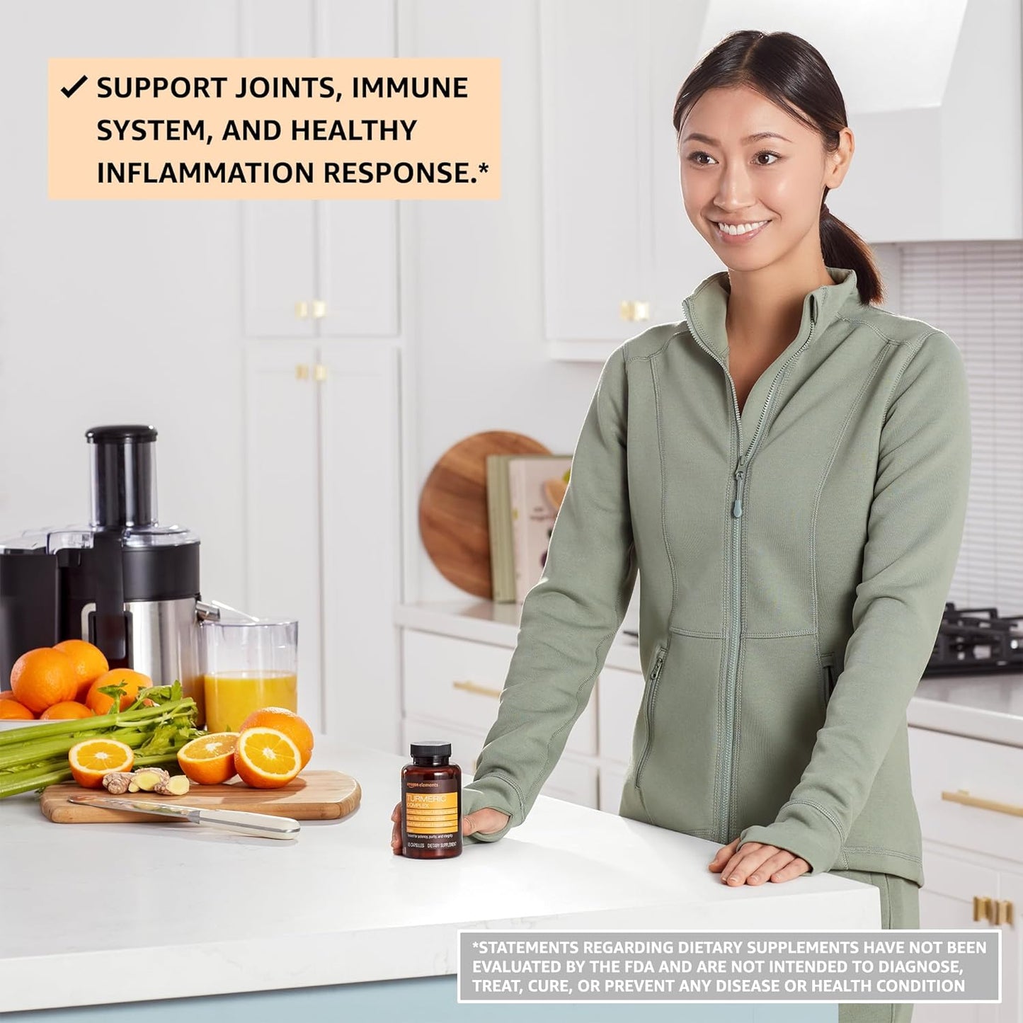 Amazon Elements Turmeric Complex, 316 mg Curcumin, 140 mg Ginger, 5 mg Black Pepper - Joint & Immune System, Healthy Inflammation Response - 65 Capsules (2 Month Supply) (Pack of 2)