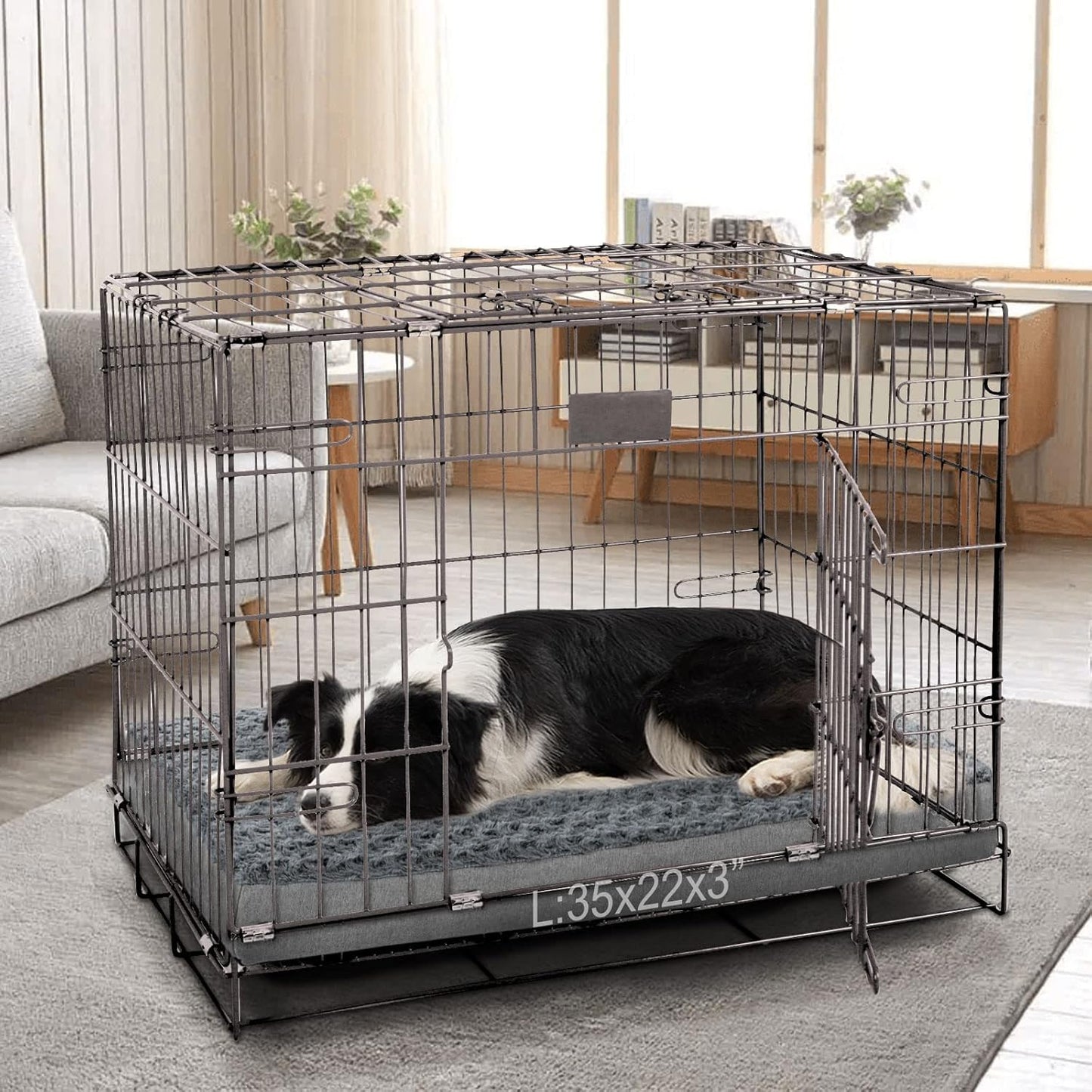 Orthopedic Memory Foam Bed for Large Dogs, Waterproof Cooling Pet Mats for Crate with Removable Washable Cover,Ideal for Arthritic Dogs, L(35inch,65Lbs)