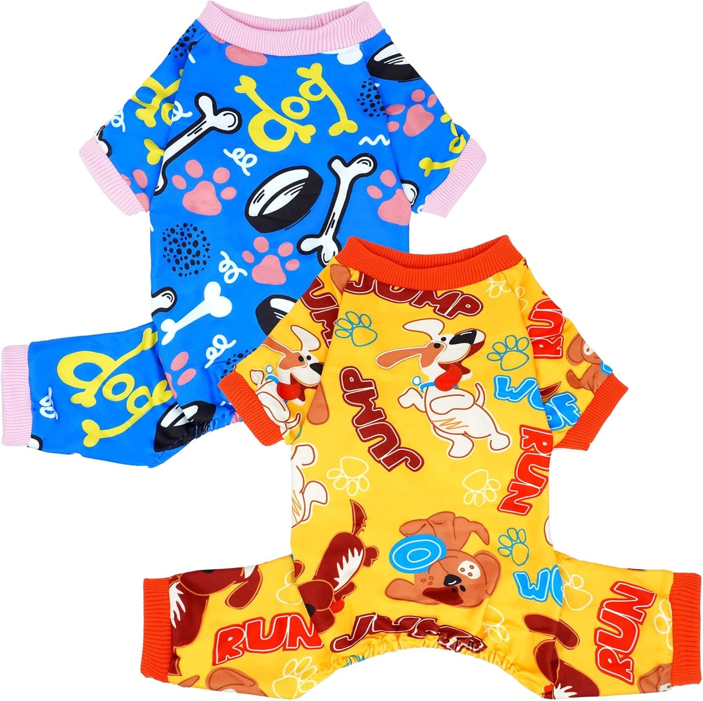 2PCS Dog Pajamas for XXXL Sized Dog Pjs Clothes Puppy Onesies Outfits Pet Jammies Boy Girl Male Female Apparel Paw Bone Puppy Print XXXL
