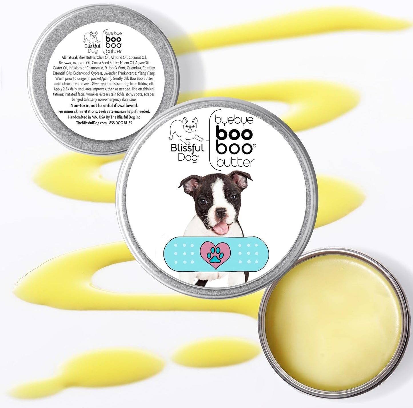 The Blissful Dog 8 oz TIN Boston Terrier Booboo Butter