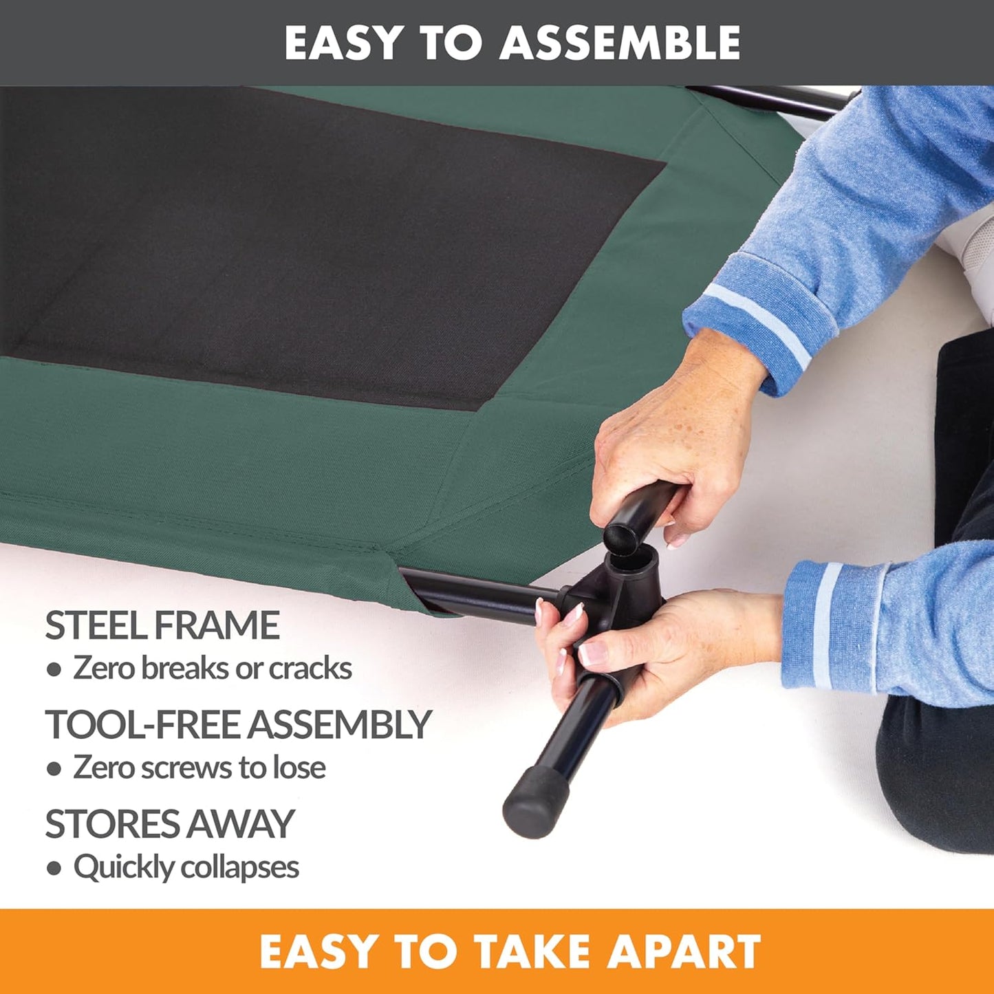 K&H Pet Products Outdoor Elevated Dog Cot, Breathable Cooling Elevated Cot Hammock Pet Bed for XL Dogs, Washable Mesh Cover, Raised Metal Frame, Collapsible, Portable - Extra-Large 50 X 32in Green