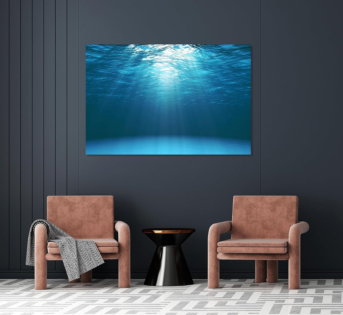 Nature Wall Art Prints - Ocean Forest Mountain Lake Canvas Landscapes - Small to Extra Large Living Room Bedroom Kitchen Bathroom Décor (Sun Rays Under Water, 16L" x 24W")