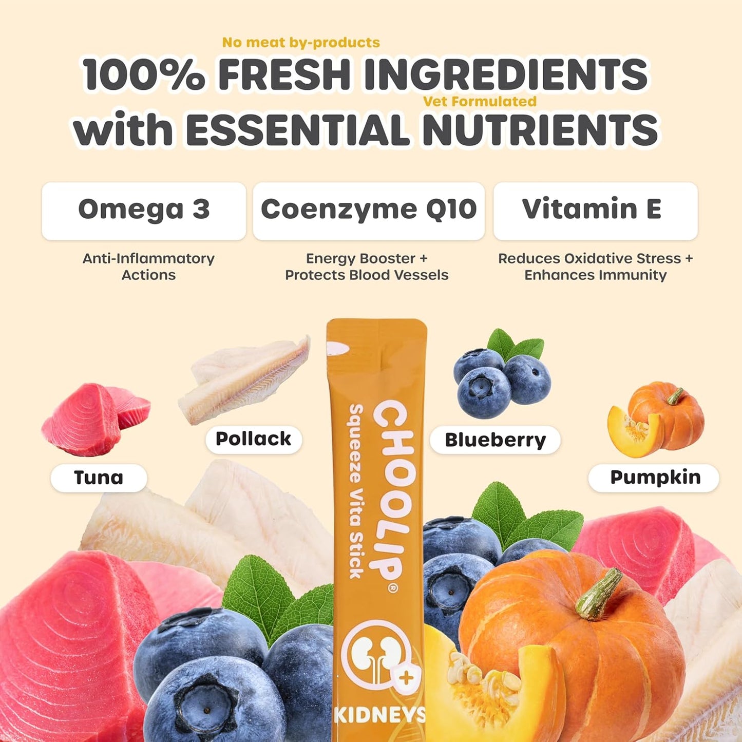 Squeeze Vita Stick Lickable Treats for Dogs & Cats. 7 Kidney Support Sticks with Essential multivitamins. Soft and Tasty Paste for All Life Stages, Supporting Kidney Health