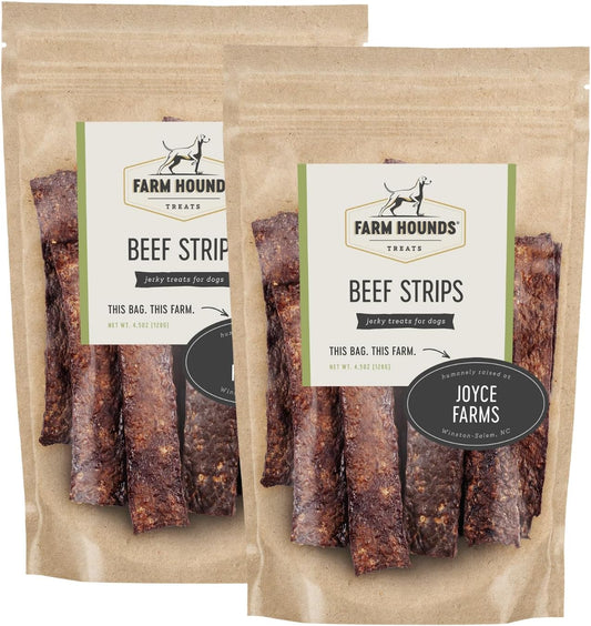 Farm Hounds - Beef Strips - Premium Natural Beef Jerky for Dogs - 100% Humanely Raised Cattle - Break-to-Size - Great for Training & Treats - No Added Fillers - Made in USA - 2 Pack