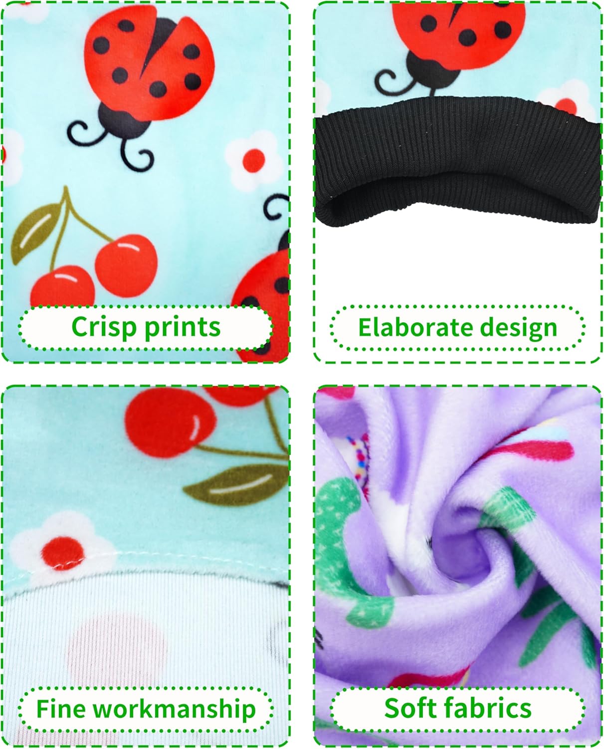 PET SHOW 4 Pack Small Dog Pajamas Spring Dog Clothes Doggies Soft Stretchy PJs Bee Ladybug Jumpsuit Puppy Cats Girl Boy Floral Onesies Outfits with Sleeve Pets Dachshund Costume(XS, Spring)