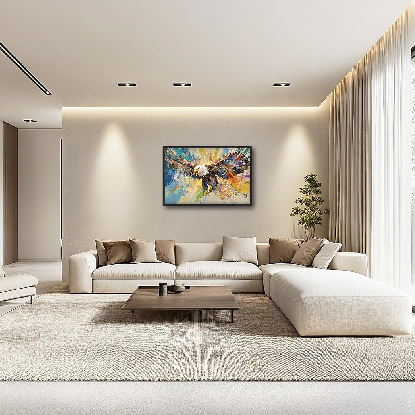 Framed Large Eagle Wall Art, Oversized Bald Wall Decor for Living Room, Colorful Wildlife Animal Canvas Painting Pictures Modern Artwork Home Decoration for Living Room Bedroom Office 36"x24"