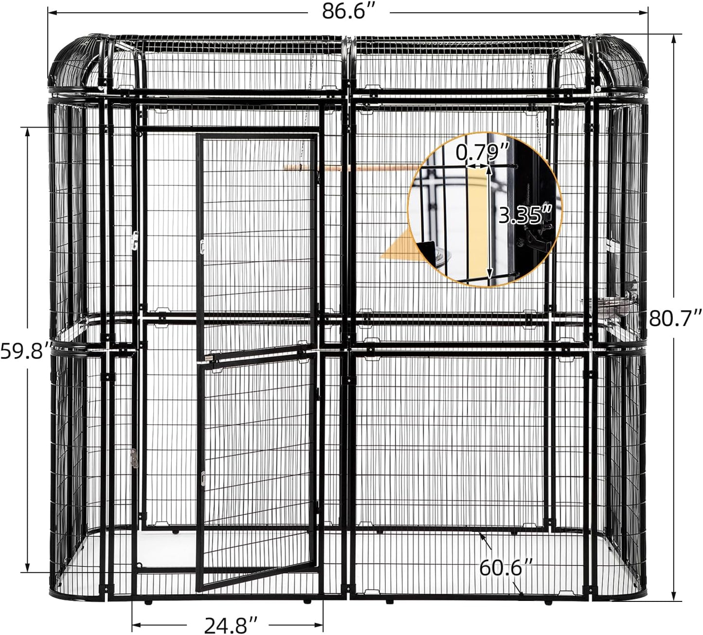 wonline Parrot Cages for Large Birds Outdoor Extra Large Bird Cage with Bird Cage and Perch, Suitable for Macaws Canaries Parrots Budgie Lovebirds (Black)