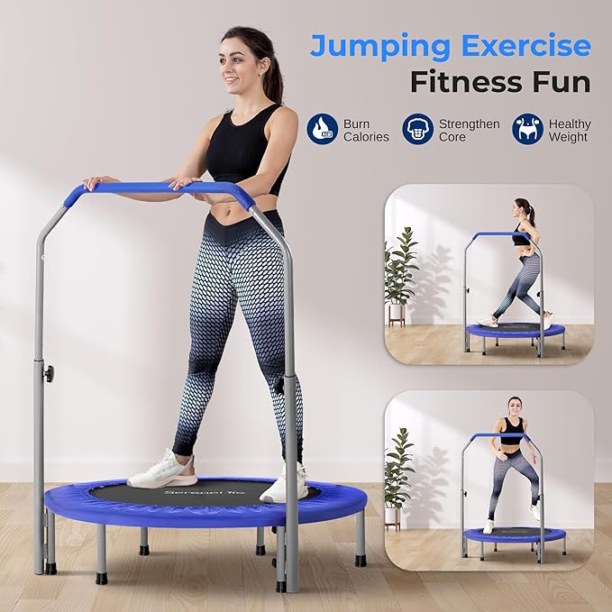 SereneLife 36"/40" Foldable Mini Trampoline - Compact Fitness 150/220 lbs