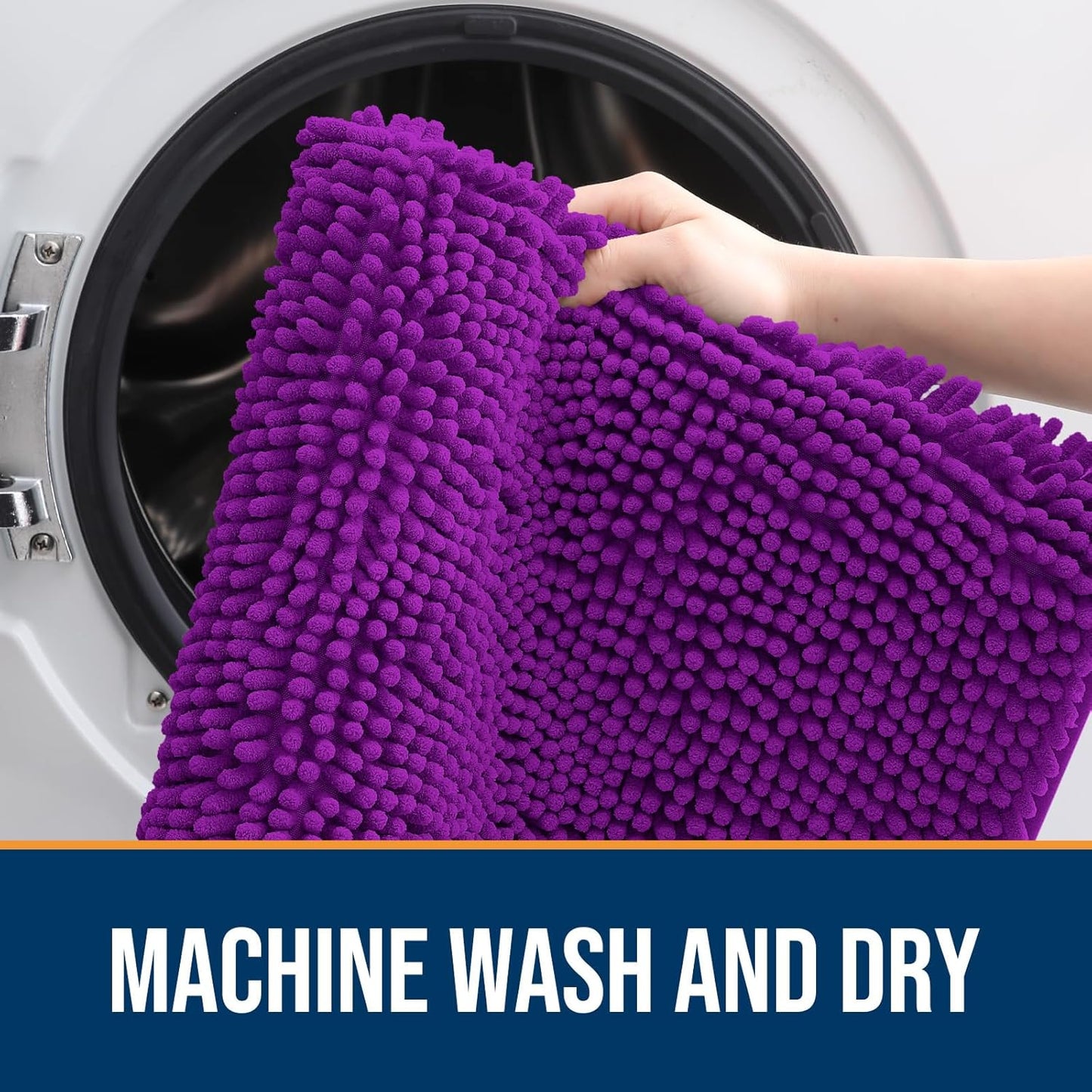 OLANLY Dog Door Mat for Muddy Paws 47x24, Absorbs Moisture and Dirt, Absorbent Non-Slip Washable Doormat, Quick Dry Chenille Mud Mat for Dogs, Entry Indoor Entryway Carpet for Inside Floor, Purple