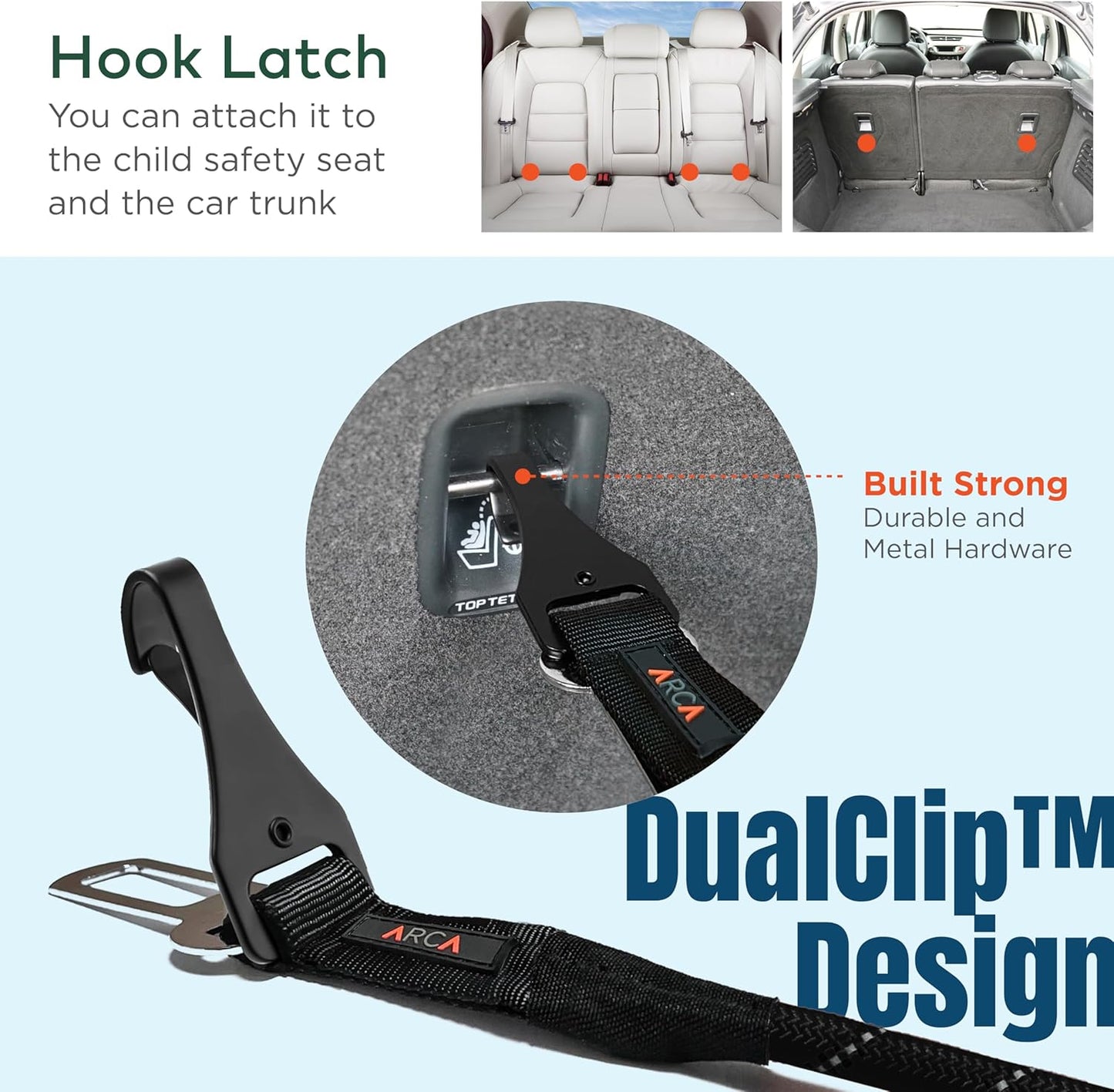 Dog Seat Belt for Car | Universal Dog Car Seatbelt | Durable Reflective Rope with Clip Hook Latch, Buckle and Carabiner- Safe and Secure Pet Safety Restraint (Army Green)