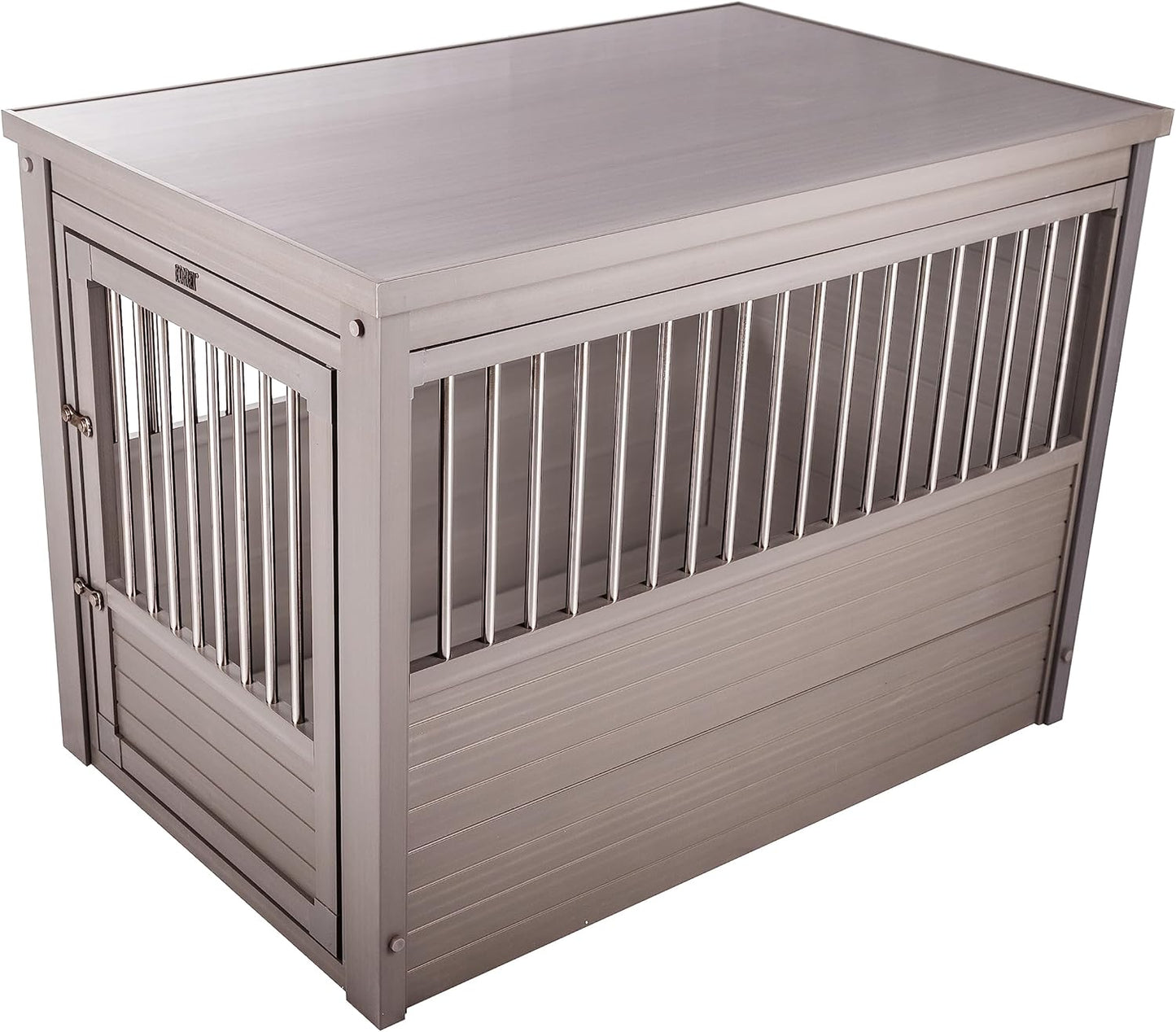 New Age Pet ECOFLEX Dog Crate End Table - Furniture-Style Pet Crate for Crate Trained Dogs - Stainless Steel Tubing & a Latched Closure - 10 Year Manufacturer's Warranty