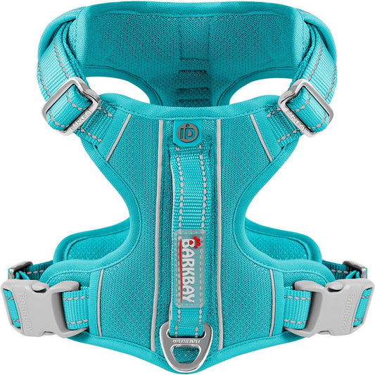 BARKBAY Dog Harness No Pull with ID Tag Pocket - Heavy Duty, Reflective, Easy Control for Large Dogs(Ocean Blue,S)
