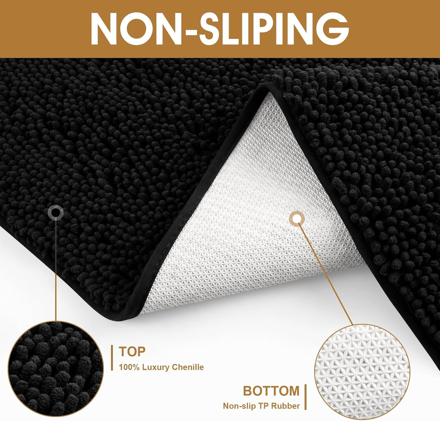 IM HOME Extra Large Dog Door Mats for Muddy Paws, Chenille Absorbent Dog Mats, Non Slip Heavy Mud Mat for Dogs, Soft Pet Mat for Entryway, Mud Paws, Inside Floor,71" x 25", Black