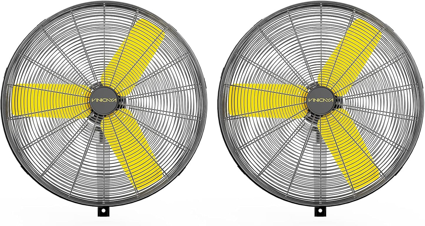 30 Inch Industrial Wall Mount Fan Oscillating with 2 Pack, 8900 CFM Commercial Metal Wall Fans with Poweful Motor, 3 Speed, Heavy Duty Construction Indoor for Warehouse, Workshops UL Listed