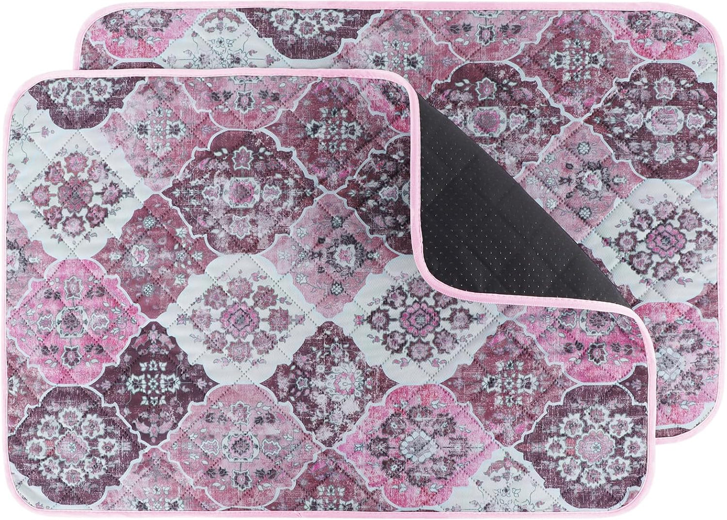 IEUUMLER Washable Pee Pads for Dogs, 2 Pack Reusable Pee Pads for Dogs Non-Slip Grip, Super Absorbent Waterproof Puppy Pads for Potty Training, Playpen, Crate, Whelping Box EU011 Pink, 41x41