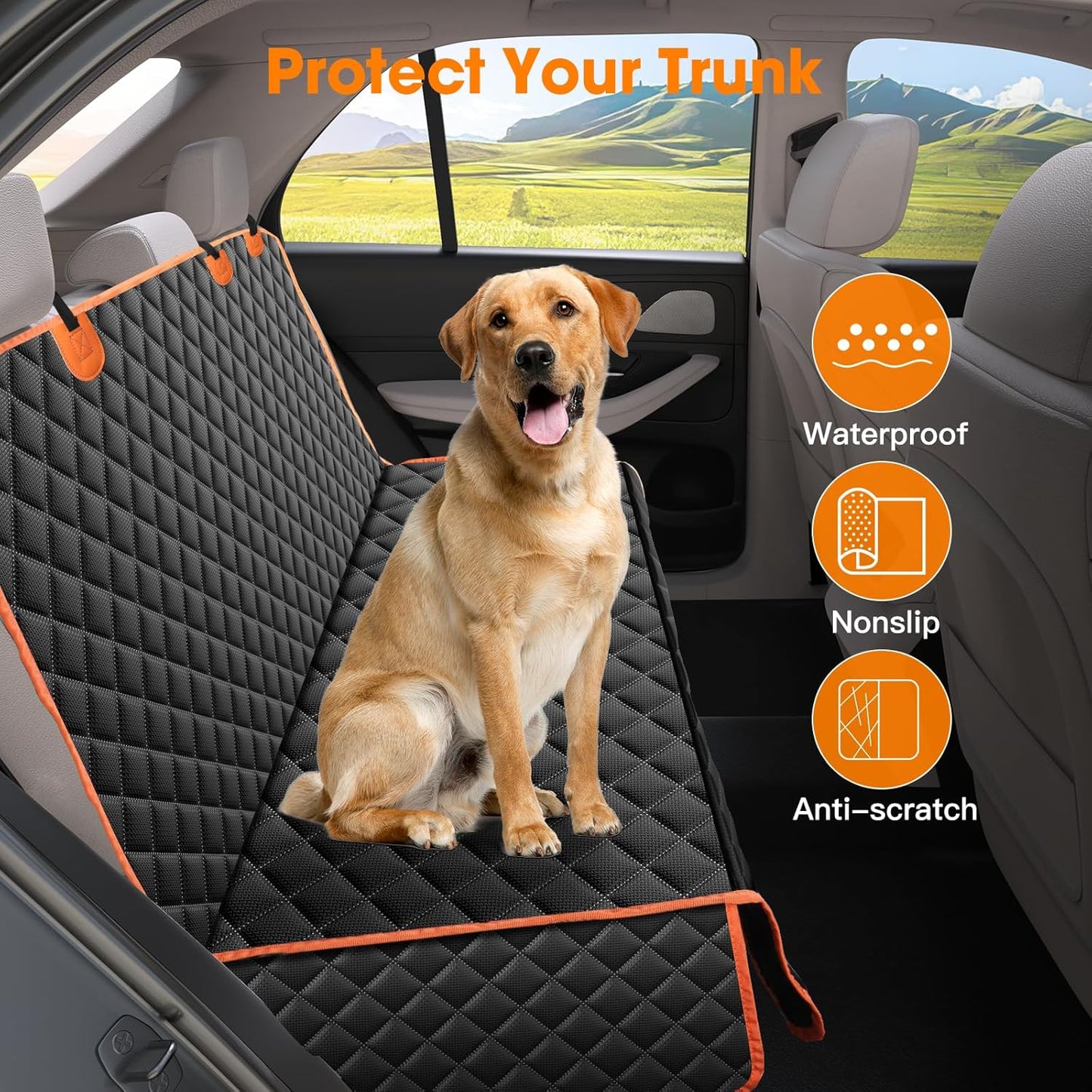 MIXJOY Truck Back Seat Cover for Dogs, Waterproof Pet Seat Covers for Trucks, Dog Cover for Truck Back Seat, Nonslip Pet Bench Seat Cover for Ford F150 F250 F350/Chevrolet Silverado/GMC/Ram