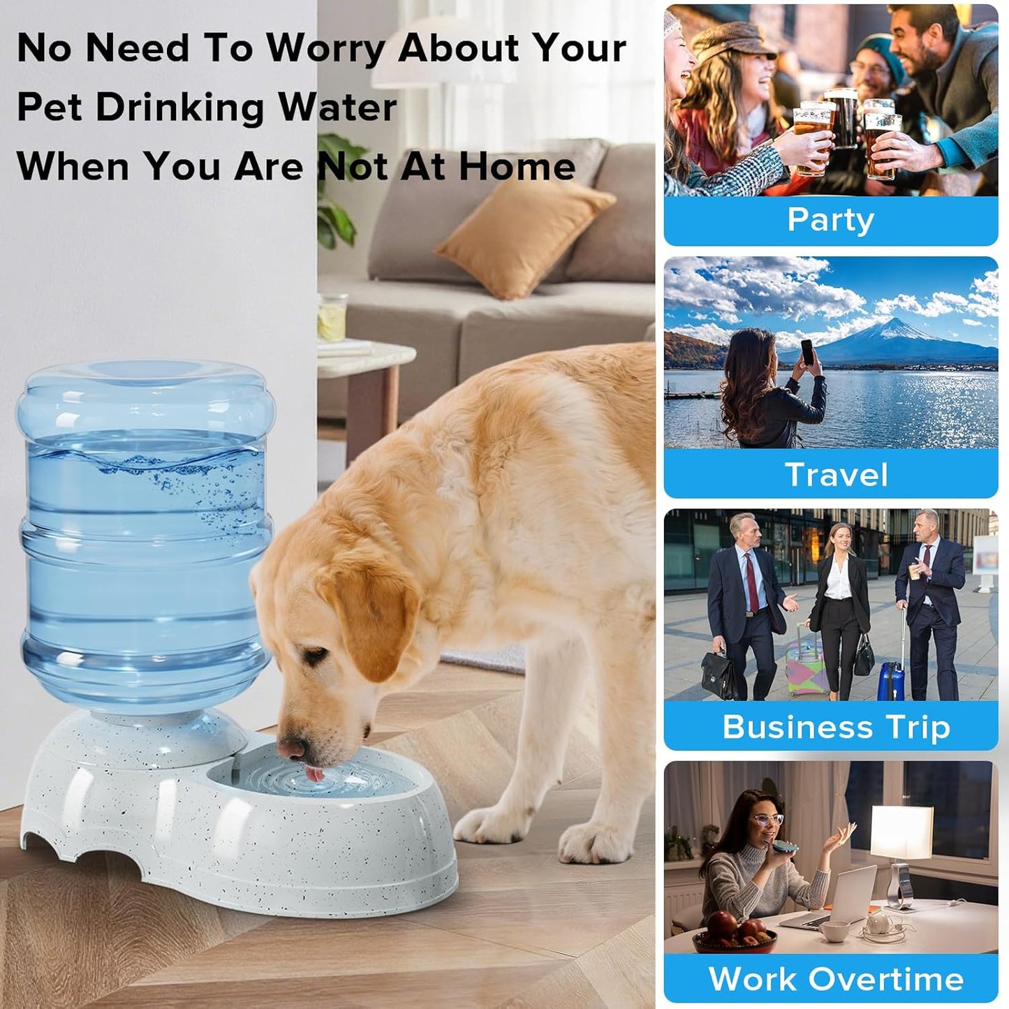 Kenond Water Dispenser Station for Large Dogs,3 Gallon/11L Gravity Automatic Feeder, Dog Water Bowl Dispenser,Large Size Dog Drinking Fountain