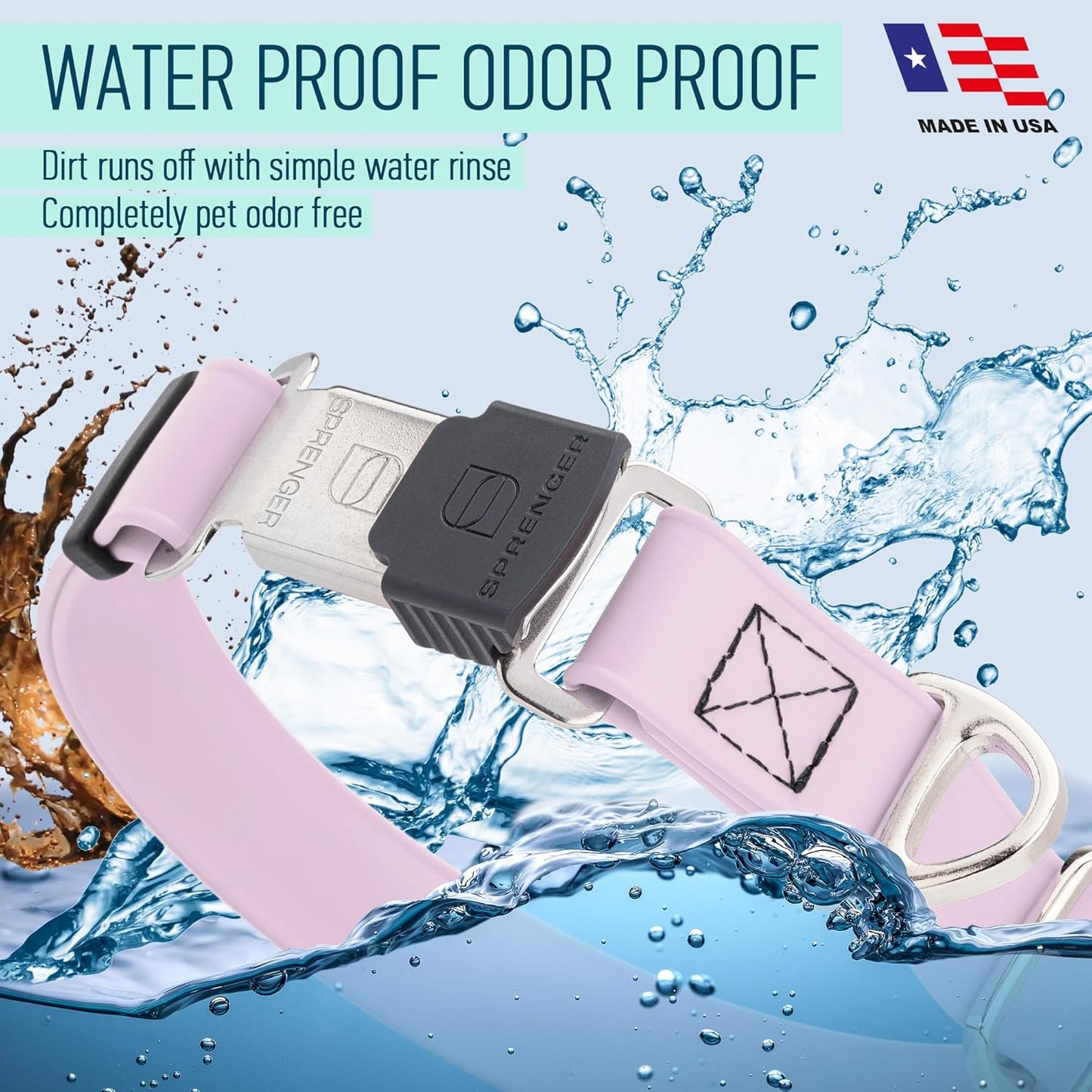 Dogline Biothane Waterproof Dog Collar with Herm Sprenger Stainless Steel Quick Release Buckle – Heavy Duty Tactical Durable Collar for Dogs – Comfortable and Safe Pet Collar, W 1" L 15-25", Pastel