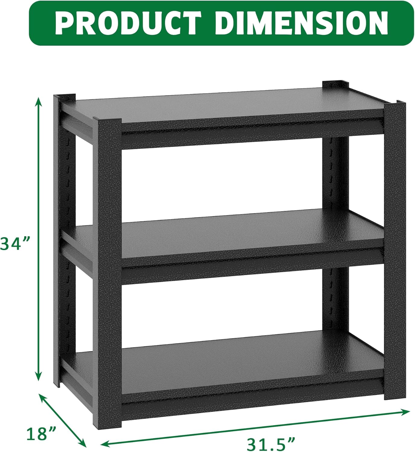 Metal Aquarium Stand with a Adjustable 3-Tier Fish Tank Rack,Tank Not Included,for Home Office(31.5" L x 18" W x 34" H). (Black)