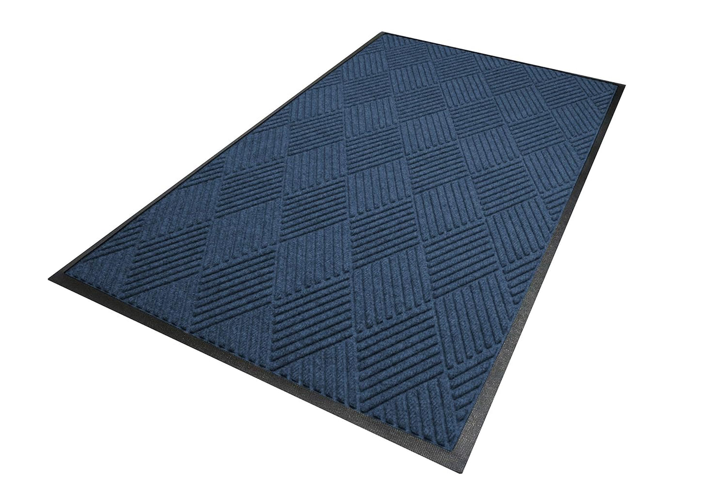 M+A Matting WaterHog Diamond | Commercial-Grade Entrance Mat with Rubber Border – Indoor/Outdoor, Quick Drying, Stain Resistant Door Mat (Navy, 6' x 6')