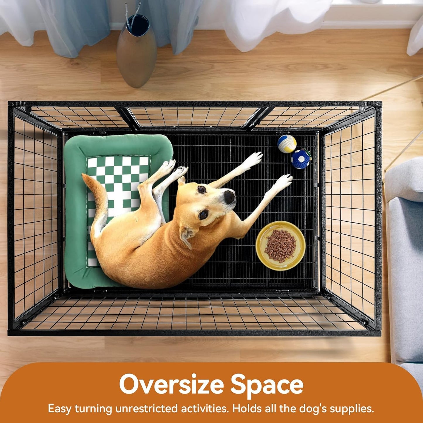 Oranland 48 inch Wire Dog Crate,2025 New Upgraded Stackable Dog Crate for Nursing Mother Dogs & Puppies,Large Dog Kennel with Reinforced Frame,Sturdy Locks Design/Removable Tray