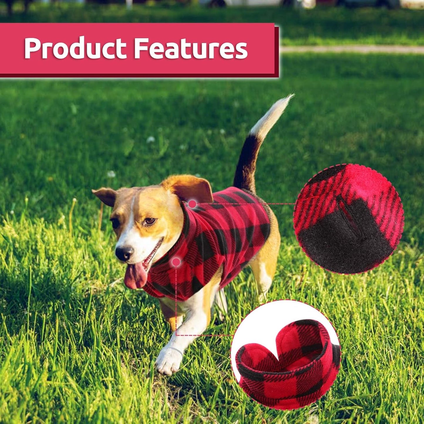 ASERU Dog Sweater 3 Pack - Plaid Dog Fleece Vest - Soft Pet Pajamas, Warm Winter Coats for Small & Medium Dogs