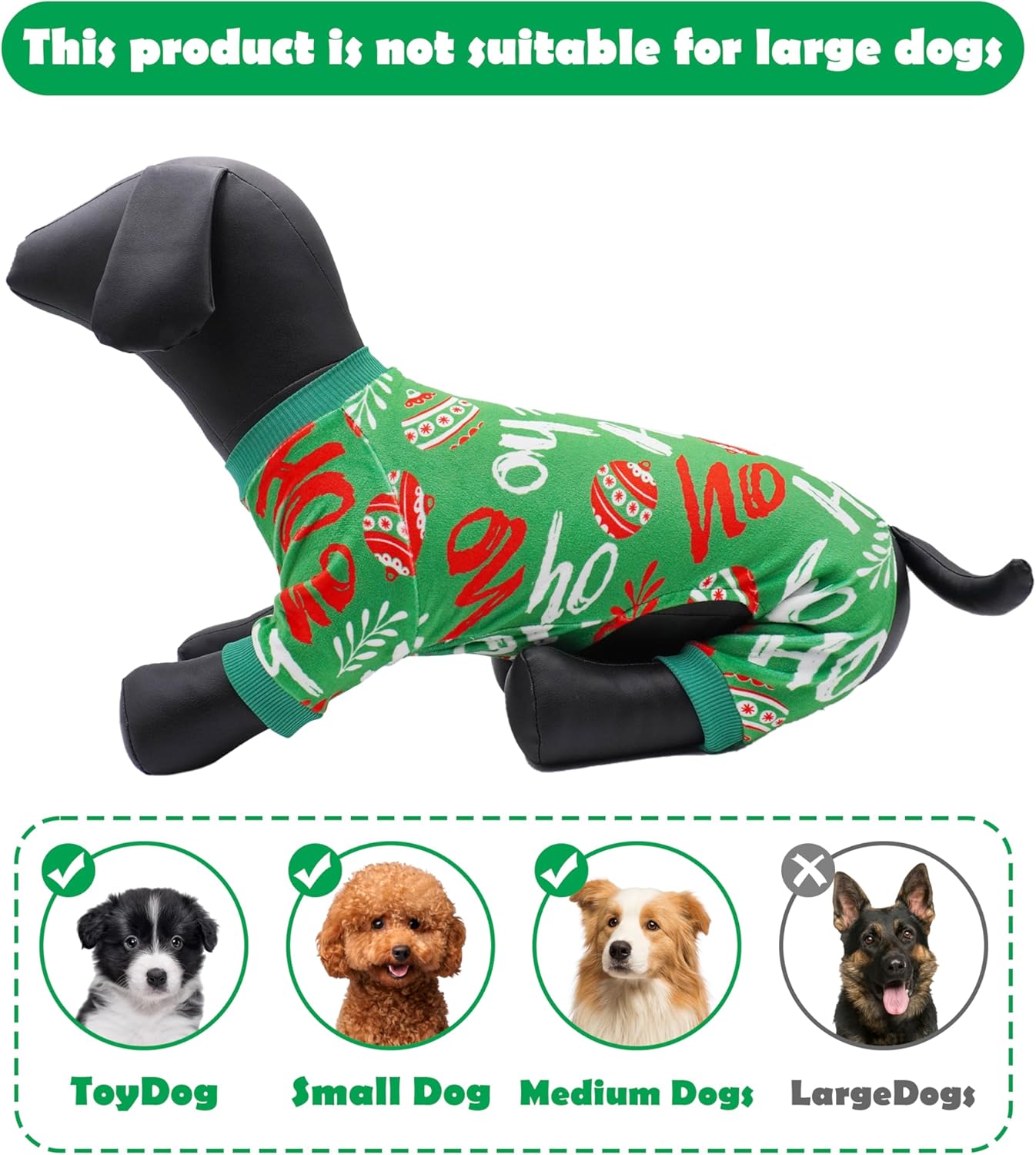 PET SHOW 4 Pack Dog Christmas Pajamas Holiday Dog Clothes for Small Medium Dogs Girl Boy Soft Stretchy PJs Xmas Jumpsuit Puppy Onesies Red Green Outfits with Sleeve Pets Dachshund Costume XXL