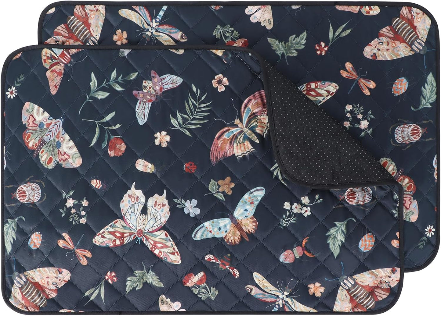 IEUUMLER Washable Pee Pads for Dogs, 2 Pack Insect Pattern Reusable Waterproof Puppy Potty Pads, Non-Slip Absorbent Pet Training Pads for Playpen Crate Bed EU014