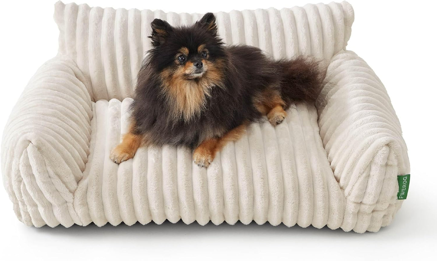 Cute Couch Bed for Pets, Supportive Cat Sofa for Indoor Cats, Medium Dog Sofa Bed for Medium Dogs, Cream, 30 inches