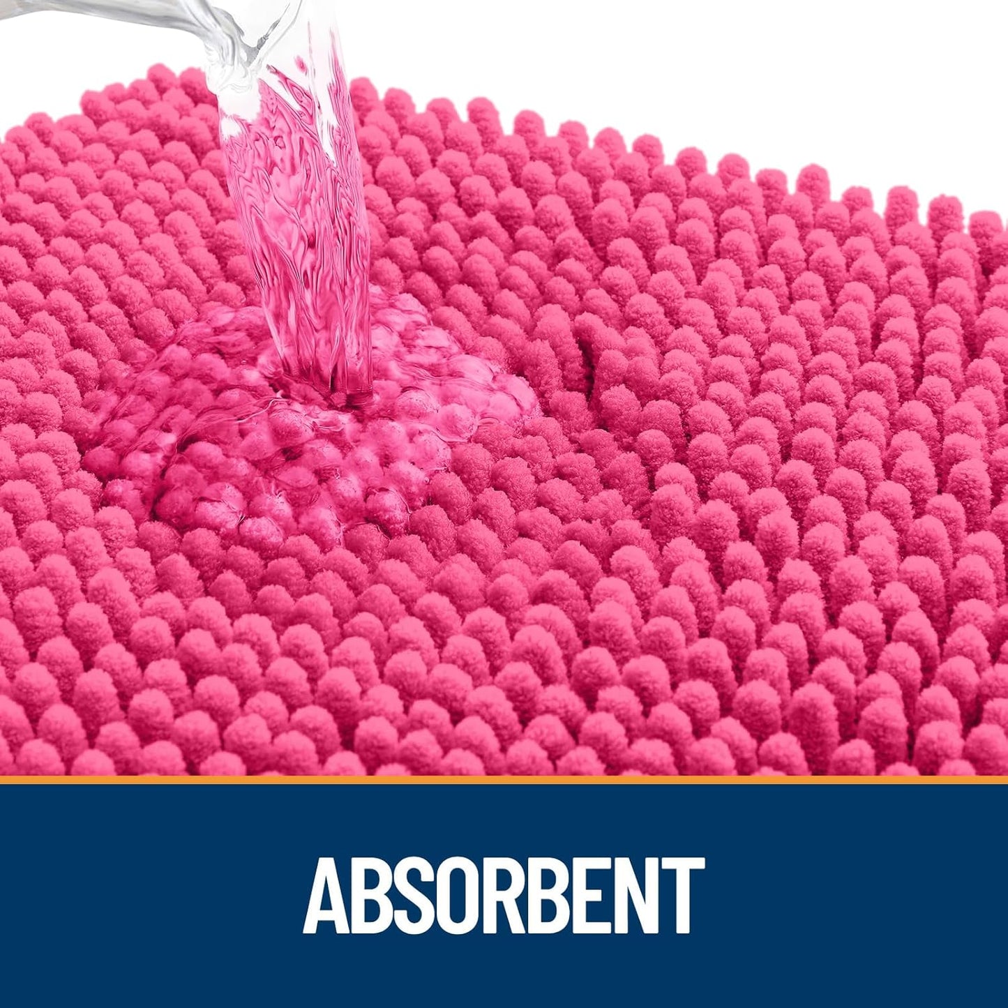 OLANLY Dog Door Mat for Muddy Paws 47x32, Absorbs Moisture and Dirt, Absorbent Non-Slip Washable Doormat, Quick Dry Chenille Mud Mat for Dogs, Entry Indoor Entryway Carpet for Inside Floor, Hot Pink