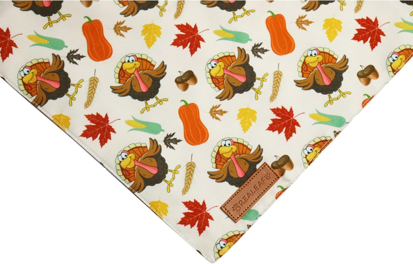 Realeaf Thanksgiving Dog Bandanas 2 Pack,Turkey Pumpkins Fall Stripe Pet Scarf for Boy and Girl, Premium Durable Fabric, Reversible Holiday Bandana for Large and X-Large Dogs Pets