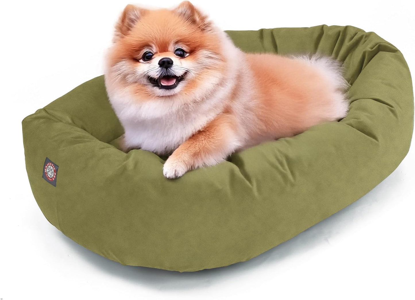 Majestic Pet 24 Inch Suede Shredded Memory Foam Mix Calming Small Dog Bed Washable 24 x 19 x 7 (Inch) - Cozy Soft Round Donut Dog Bed with Spine for Head Support - Pet Bed Sage