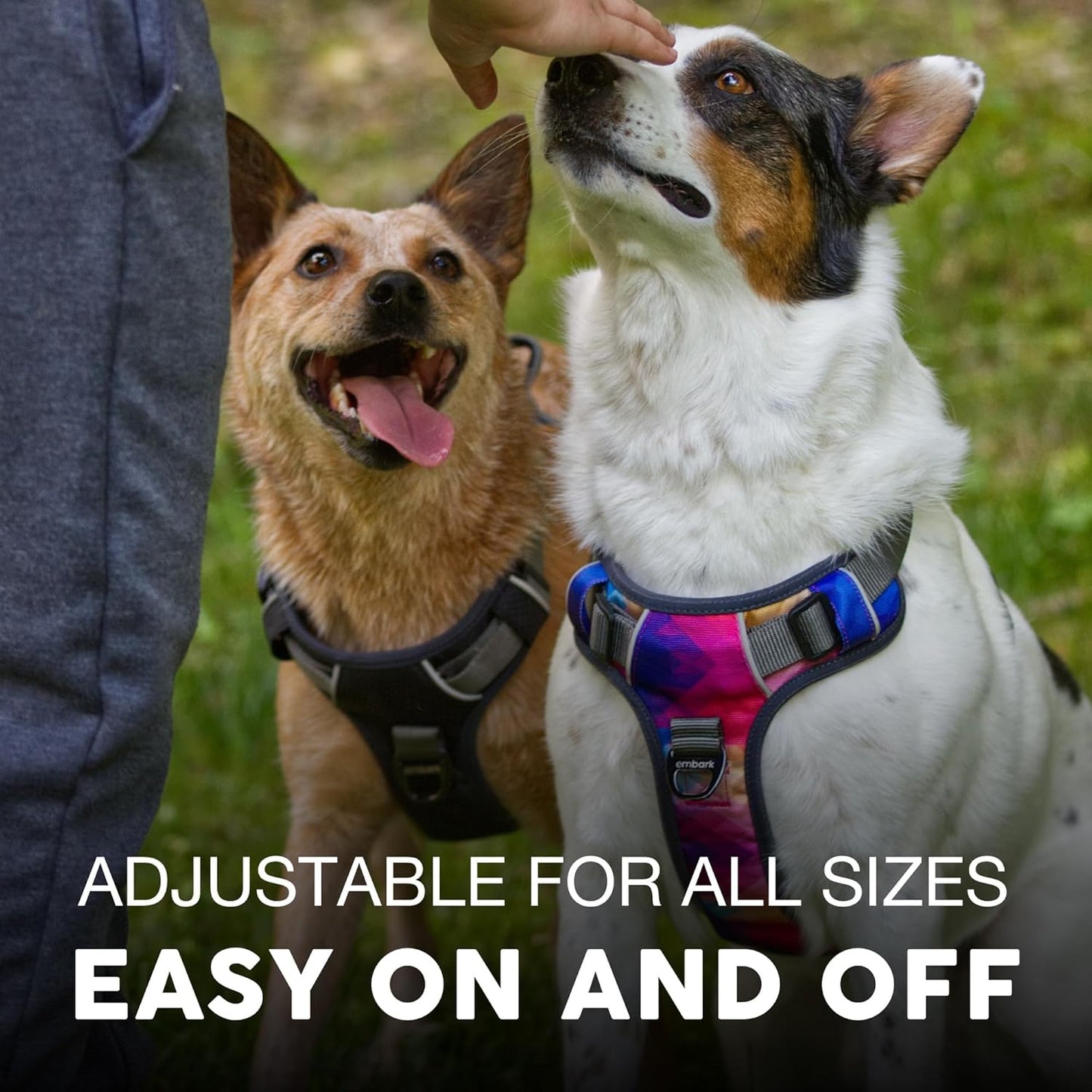 Embark Adventure Dog Harness, Reflective Trim No Pull Dog Harness for Large Dogs - Military Grade Nylon, Front Clip with Gel Lined Handle. Soft & Padded Puppy