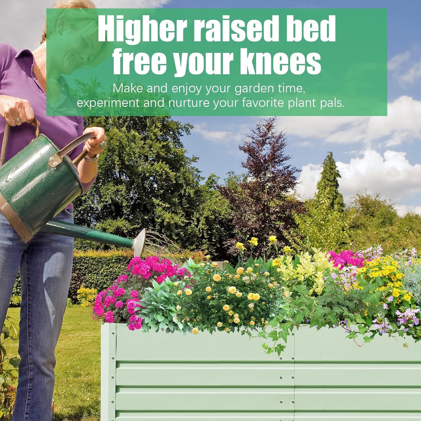 SnugNiture Galvanized Raised Garden Bed 8x4x2FT Outdoor Large Metal Planter Box Steel Kit for Planting Vegetables, Flowers