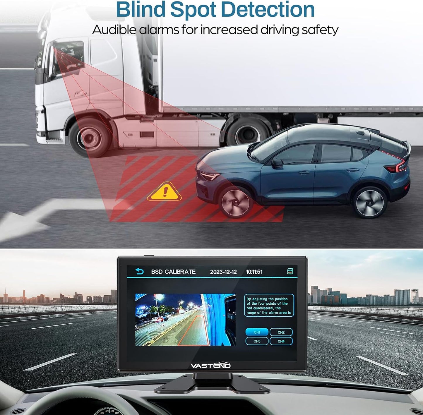 Truck Camera System Kit, Backup Camera with 10” Touch Monitor & 4 Cameras, 1080P IR Night Vision Rear View Camera for Bus, Semi-Truck, Trailer, RV, Camper, Included 64GB Card