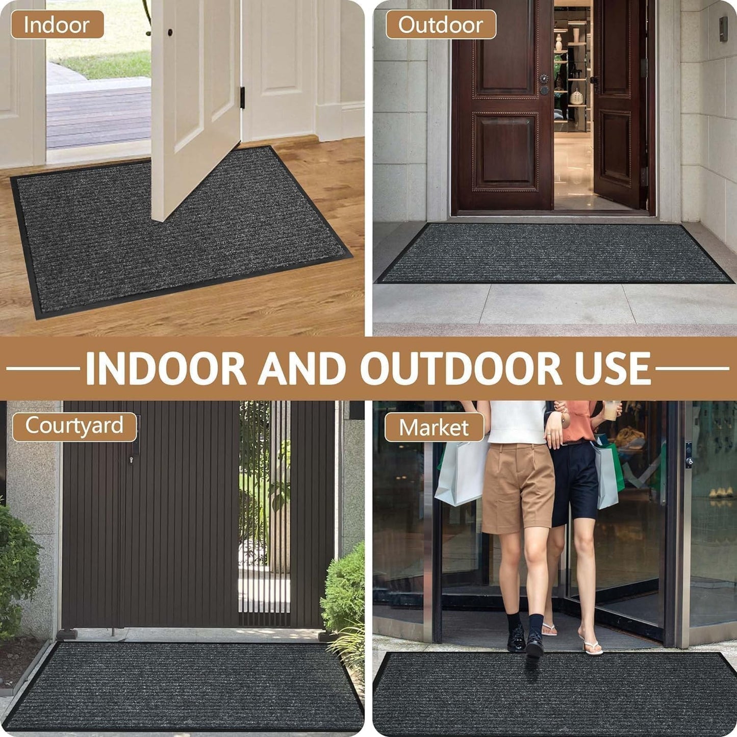 Front Door Mat Outside Entrance, 72" x 24" Sturdy Indoor Outdoor Mats for Entryway, Low Profile Welcome Doormat for Home Entrance, Non Slip Shoe Scraper Mat, Ideal for High Traffic Area