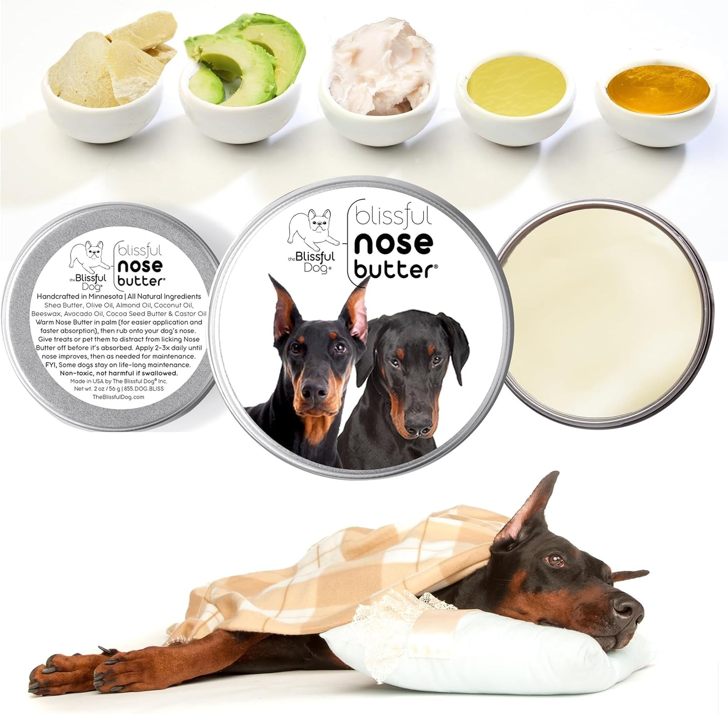 The Blissful Dog Doberman Pinscher Unscented Nose Butter, 16oz