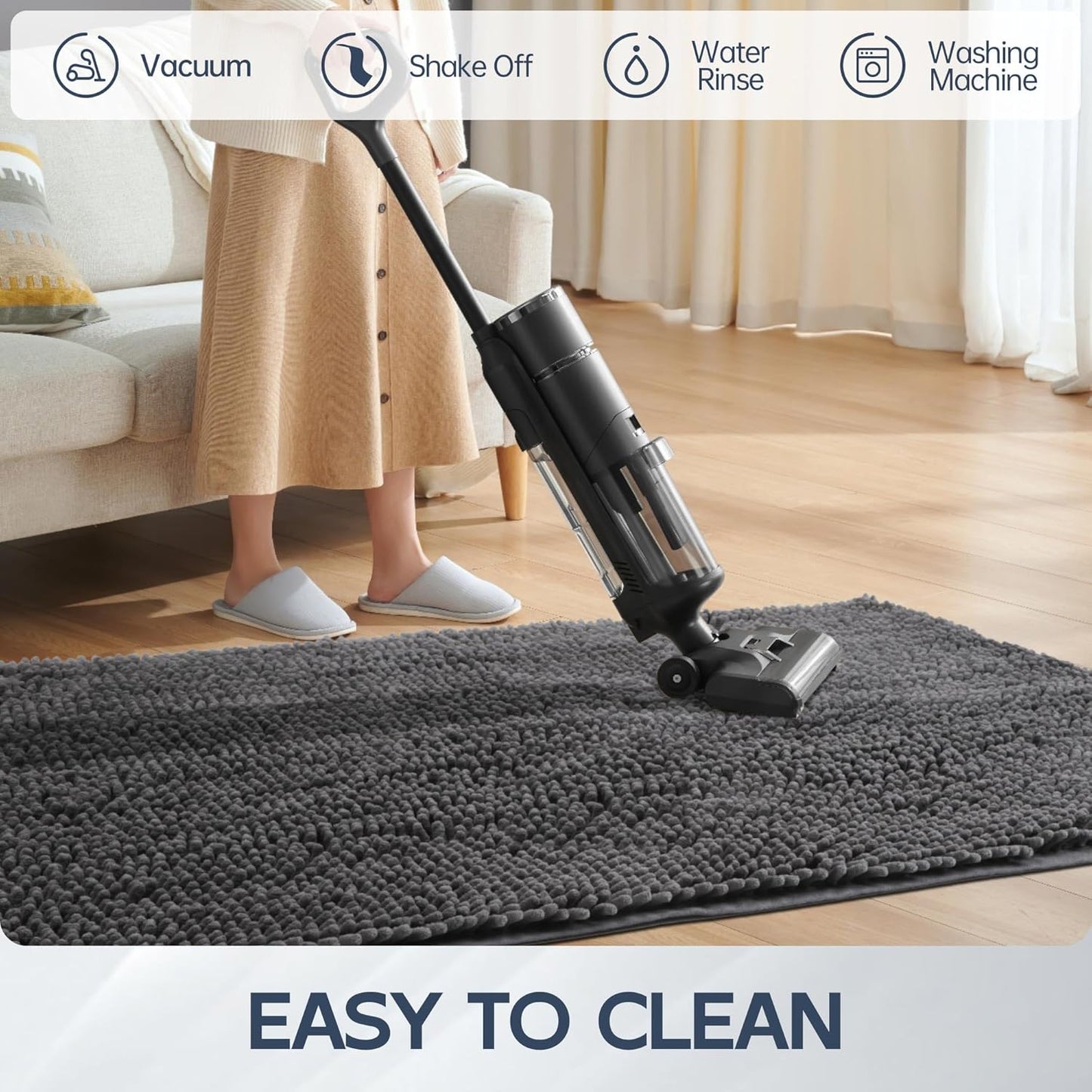 Dog Door Mat for Muddy Paws, 48" x 36" Chenille Absorbent Front Door Mat Inside, Large Runner Mud Mat for Dogs, Trap Dirt Washable Non Slip Outdoor Indoor Entrance Doormats, Grey