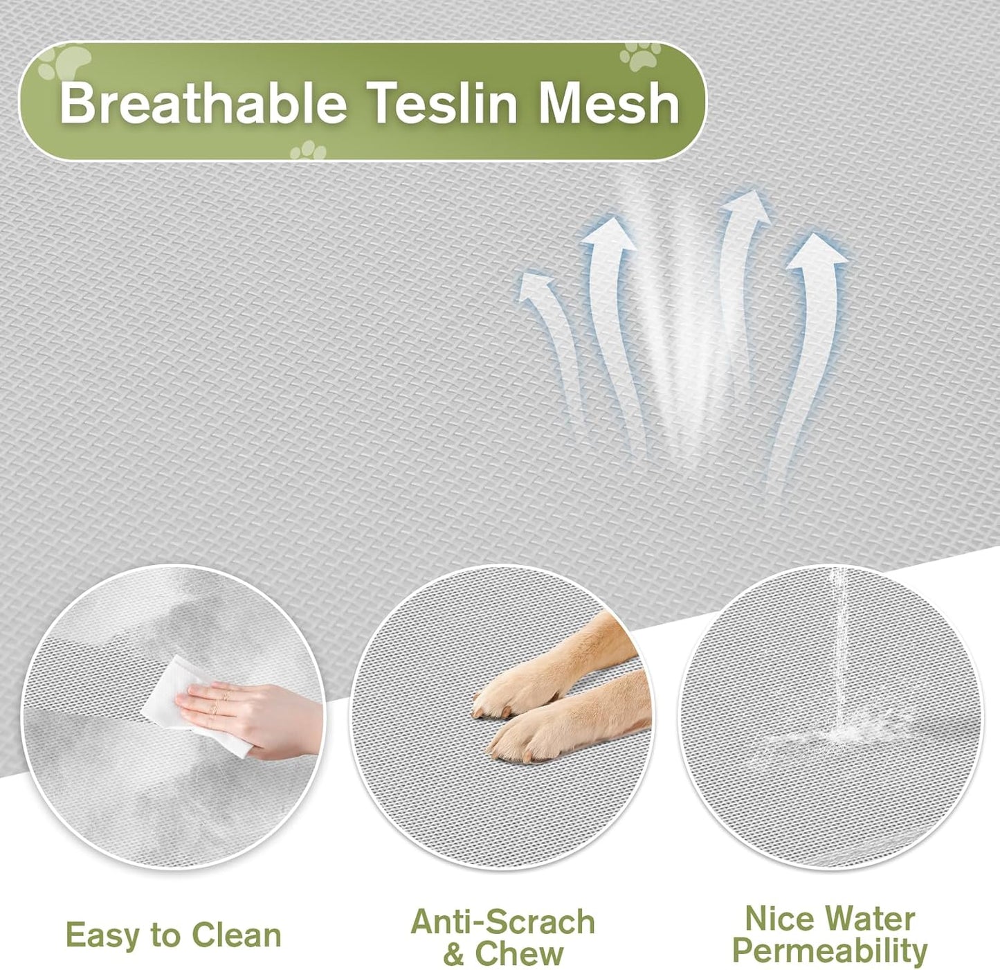 Elevated Dog Bed 42 Inch - Breathable Raised Pet Bed for Large Dogs, Waterproof Dog Cot Bed Easy to Assemble, Durable Portable Pet Cot with Non-Slip Feet, Grey