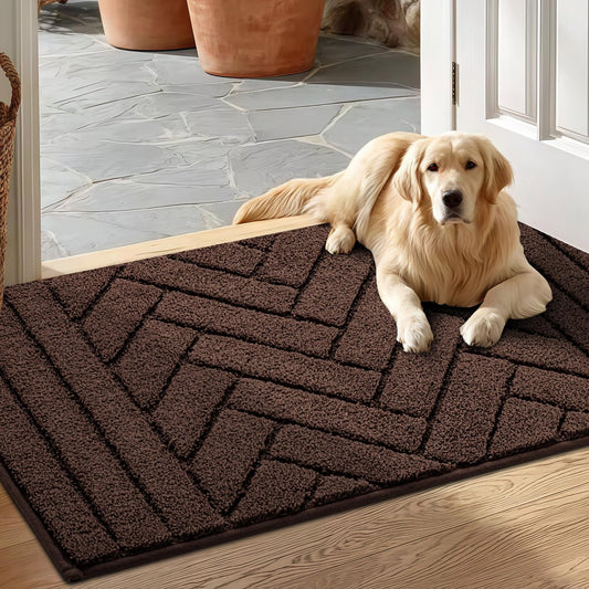 Tindbea Dog Mat for Muddy Paws,Absorbs Moisture Dirt Non-Slip Washable Mud Mat for Dogs,Soft Rubber Backing Front Inside Pet Rug for Entryway, Mud Dog Paws, Patio(20"x31.5",Coffee)