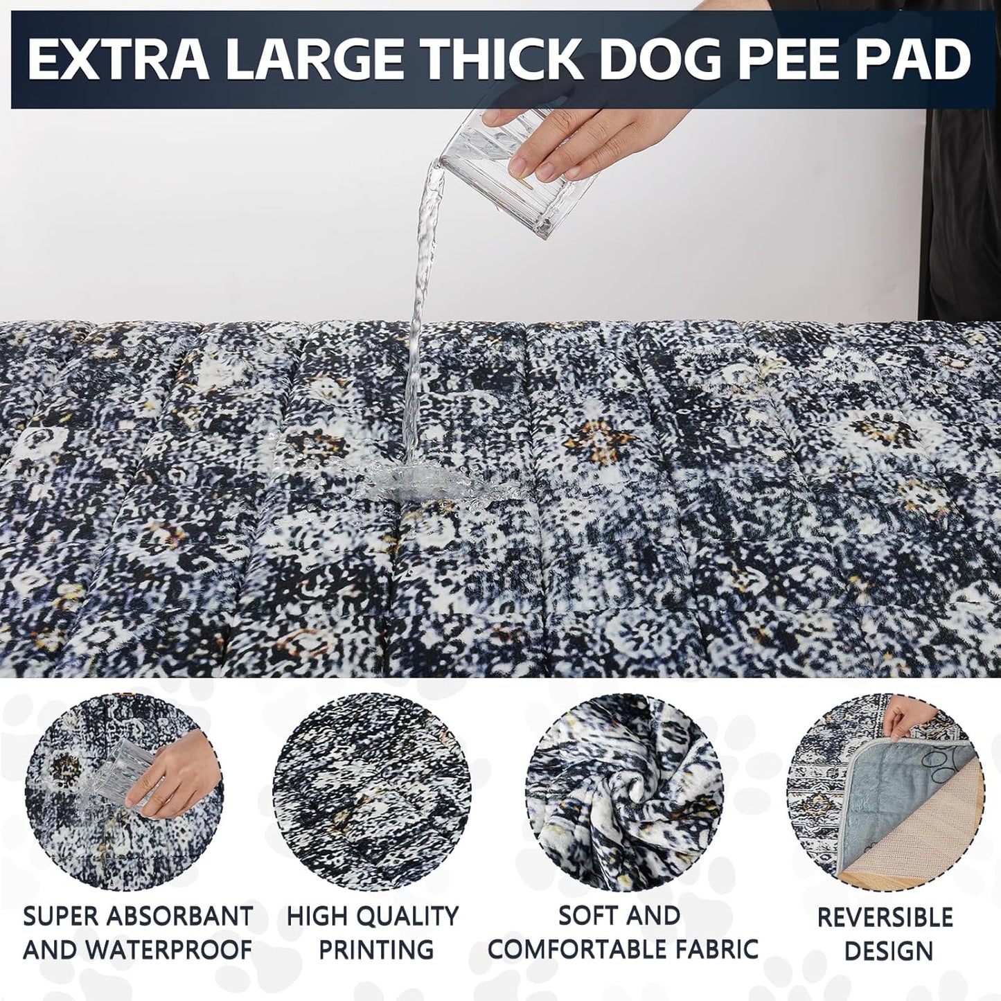 Extra Large Washable Pee Pads for Dogs (72"x72"), Upgrade Reusable Puppy Pads with Non-Slip Rug Pad, Super Thickening Absorbent Leakproof Dog Traning Pads Whelping Pad for Dogs, Doggie