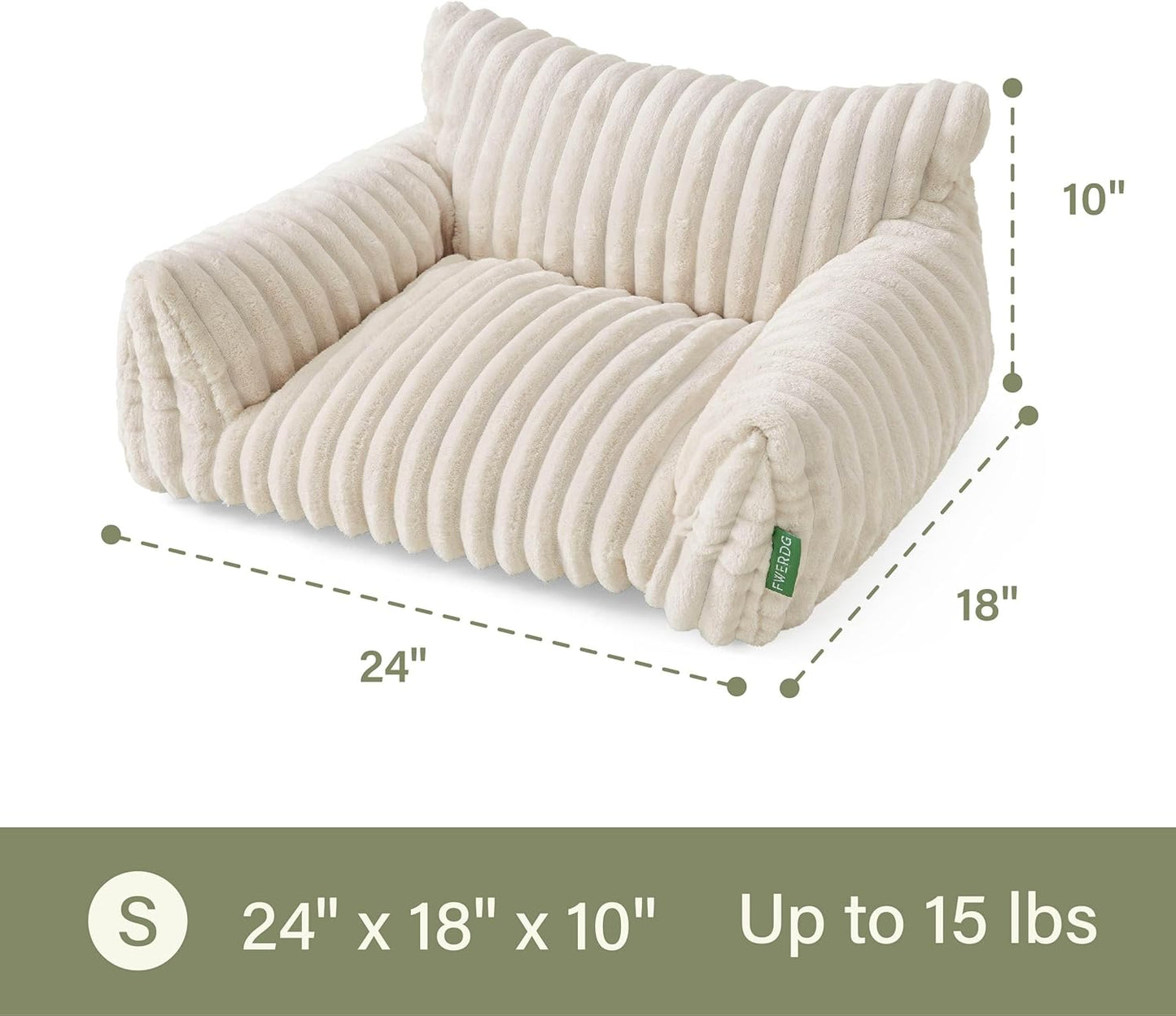 Cute Couch Bed for Pets, Supportive Cat Sofa for Indoor Cats, Small Dog Sofa Bed for Small Dogs, Cream, 24 inches