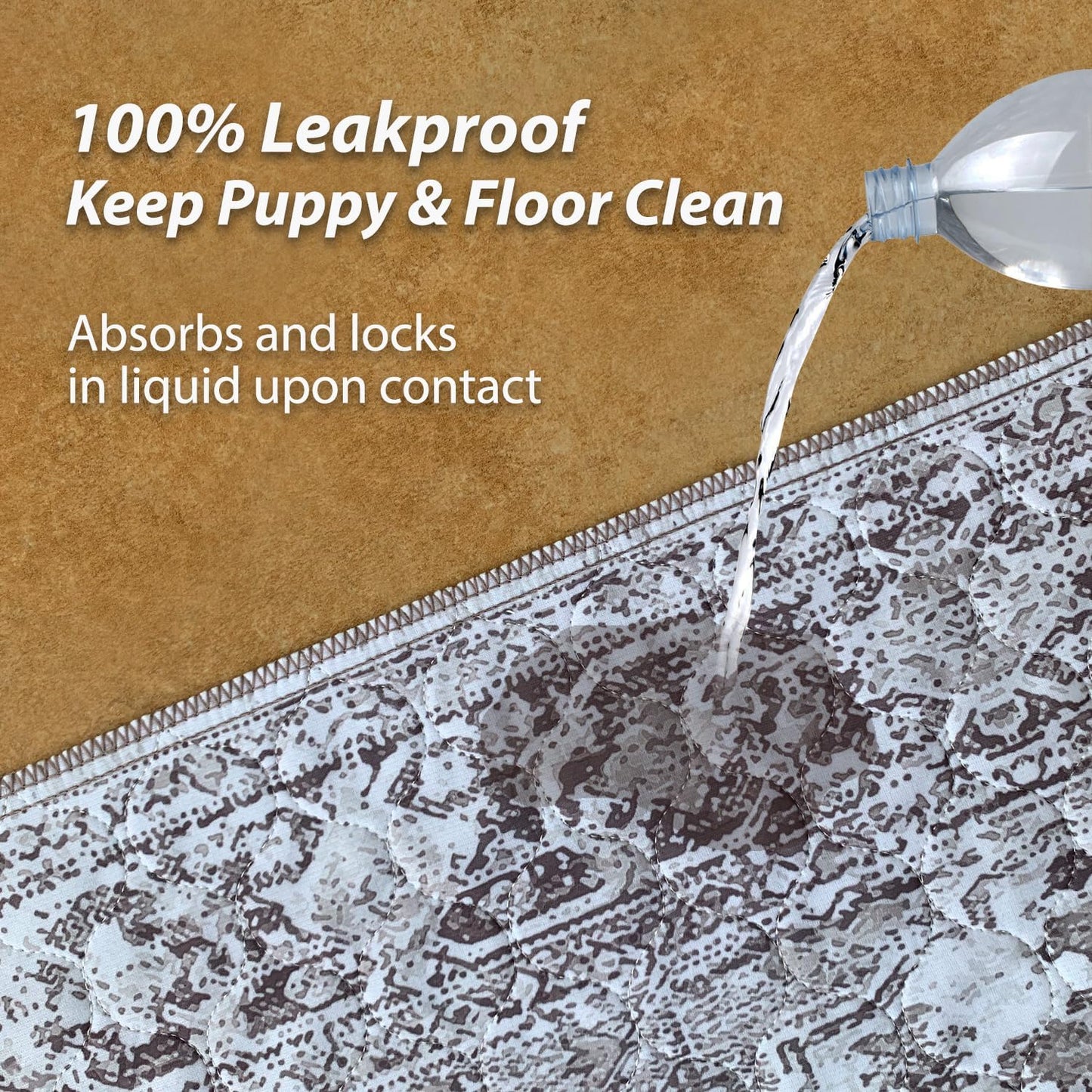 nunubaby Washable Pee Pads for Dogs, Stylish, Non-Slip and Leak-Proof Pee Pads. Reusable Potty Pads for Dogs for Crates and Floors.(Brown/Geo, 48" x48")