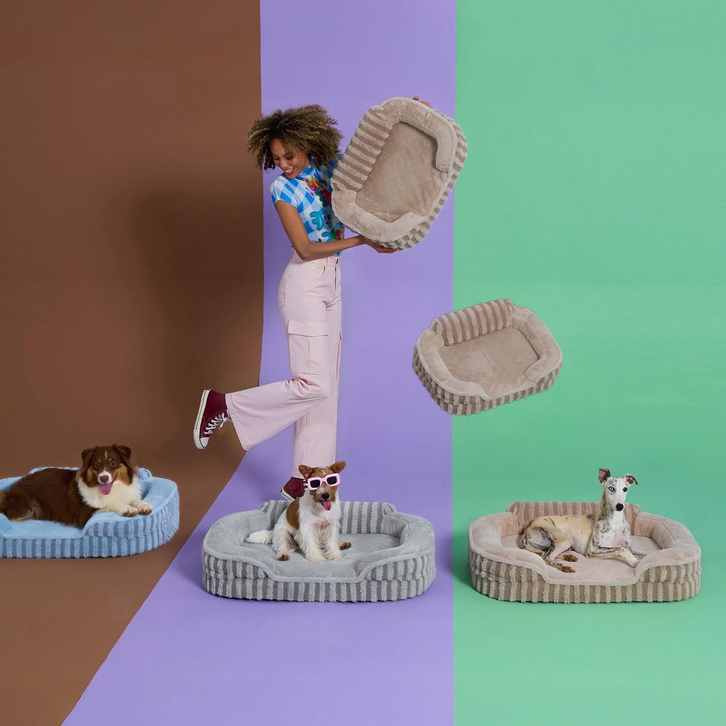 LE SURE Cute Dog Bed Medium Size Dog, Orthopedic Waterproof Medium Pet Beds with Sides, Non-Slip Bottom and Egg-Crate Foam Pet Couch Sofa with Washable Removable Cover, Grey