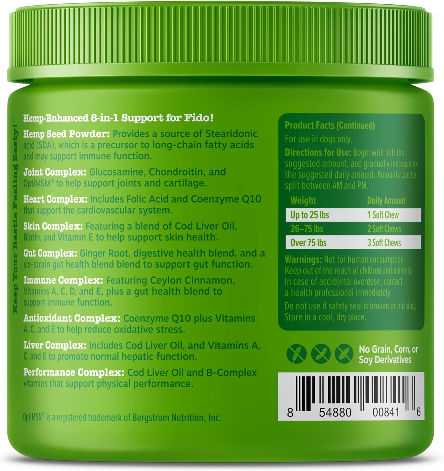 Zesty Paws 8-in-1 Bites for Dogs + Hemp Seed, 90 Count (Packaging May Vary)