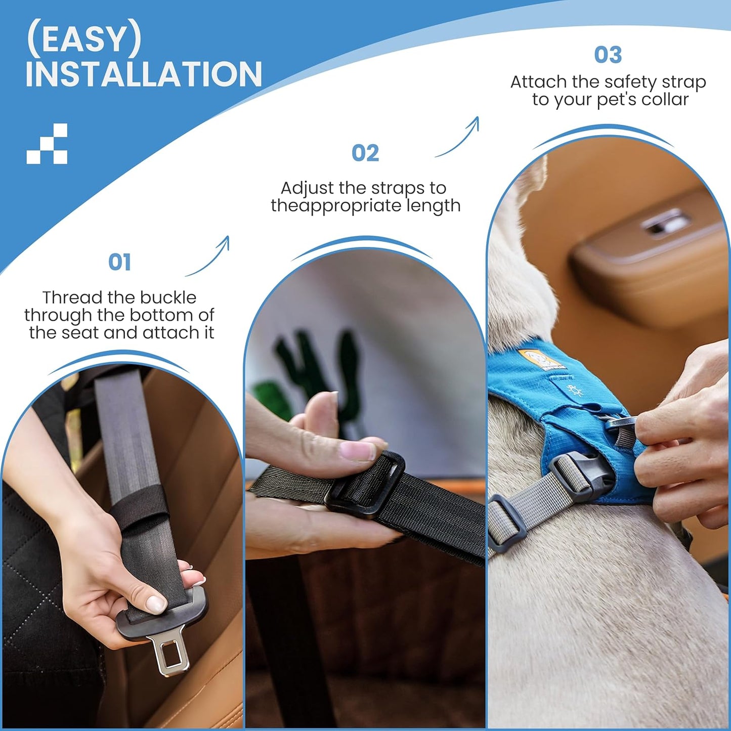 Dog Car Seat for Medium Dogs - Pet Car Seat with 2 Safety Straps & Waterproof Padding, Portable Pet Carrier for Cars, Trucks & SUVs, Comfortable Booster Bed for Pets Up to 55lbs (Black/Coffee)