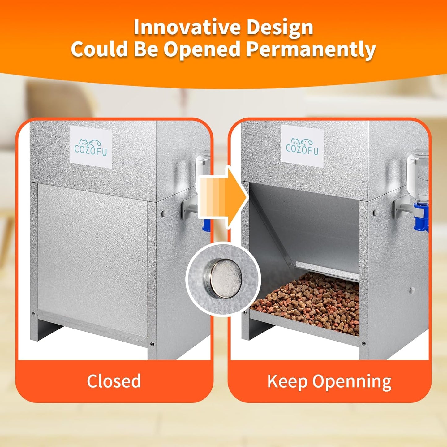 Automatic Gravity-Fed Dog Feeder with Water Bowl - Galvanized Steel Indoor/Outdoor Pet Food Station - 25lb Heavy-Duty Kibble Dispenser for All Dog Sizes