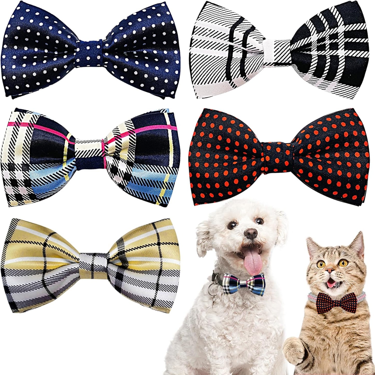 PET SHOW Pet Small Dogs Collar Embellishment Attachment Bow Ties Puppies Cats Collar Charms Accessories Slides Bowties for Birthday Wedding Parties Assorted A Style Assorted B Styles Pack of 5