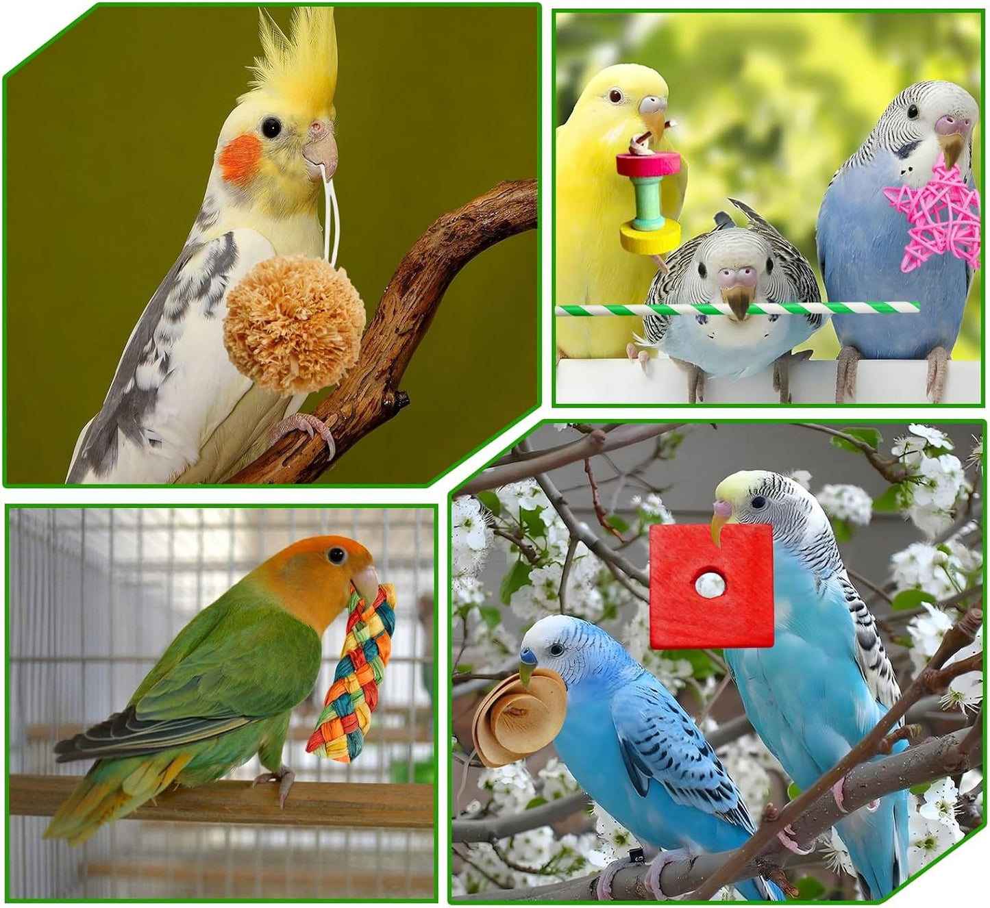Bird Toys, Colorful Birds Foraging & Shredded Toy Boxs, Rattan Weaving Safe Parrot Toys, for Lovebird Cockatoo African Gray Parrot and Birds