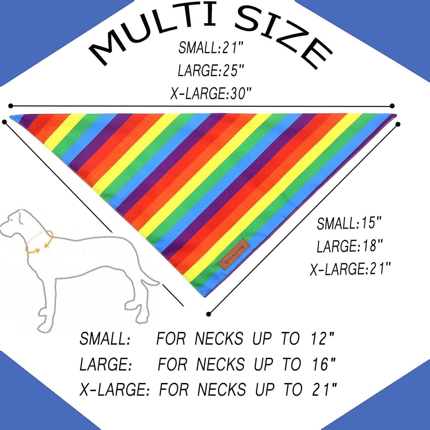 Realeaf Pride Dog Bandanas 2 Pack, LGBT LGBT+ Rainbow Scarves Bibs for Dogs, Premium Durable Fabric, Triangle Reversible Bandana for Small Medium Large and Extra Large Dogs Pets (Pride Day, Large)